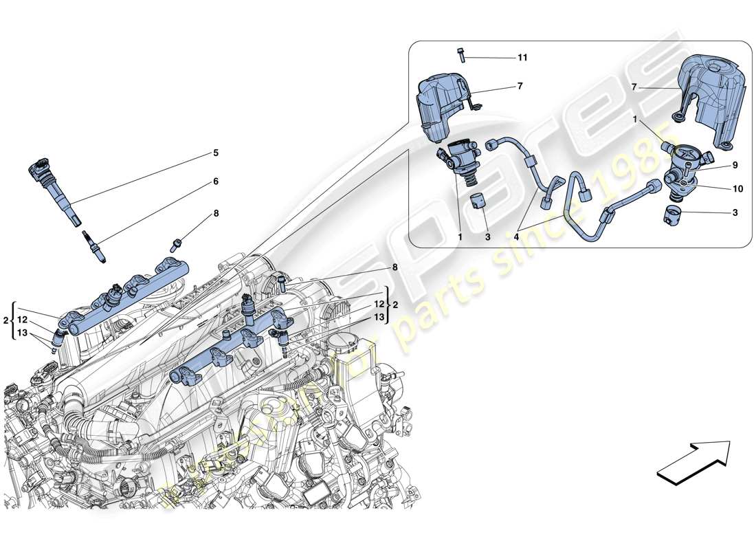 ferrari gtc4 lusso t (usa) einspritzung – zündsystem teilediagramm