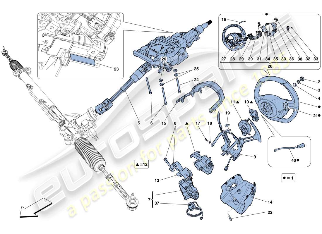 ferrari 458 italia (rhd) lenksteuerung teilediagramm