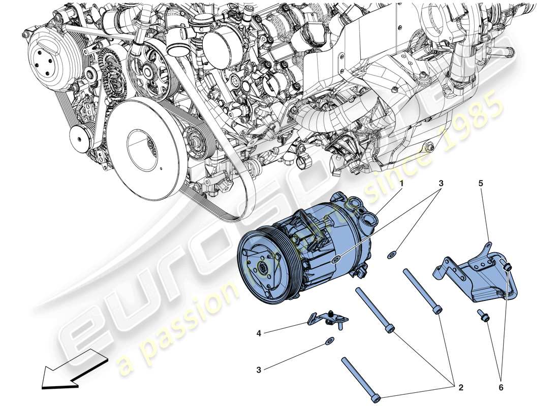 ferrari 488 spider (usa) ac-system-kompressor - teilediagramm