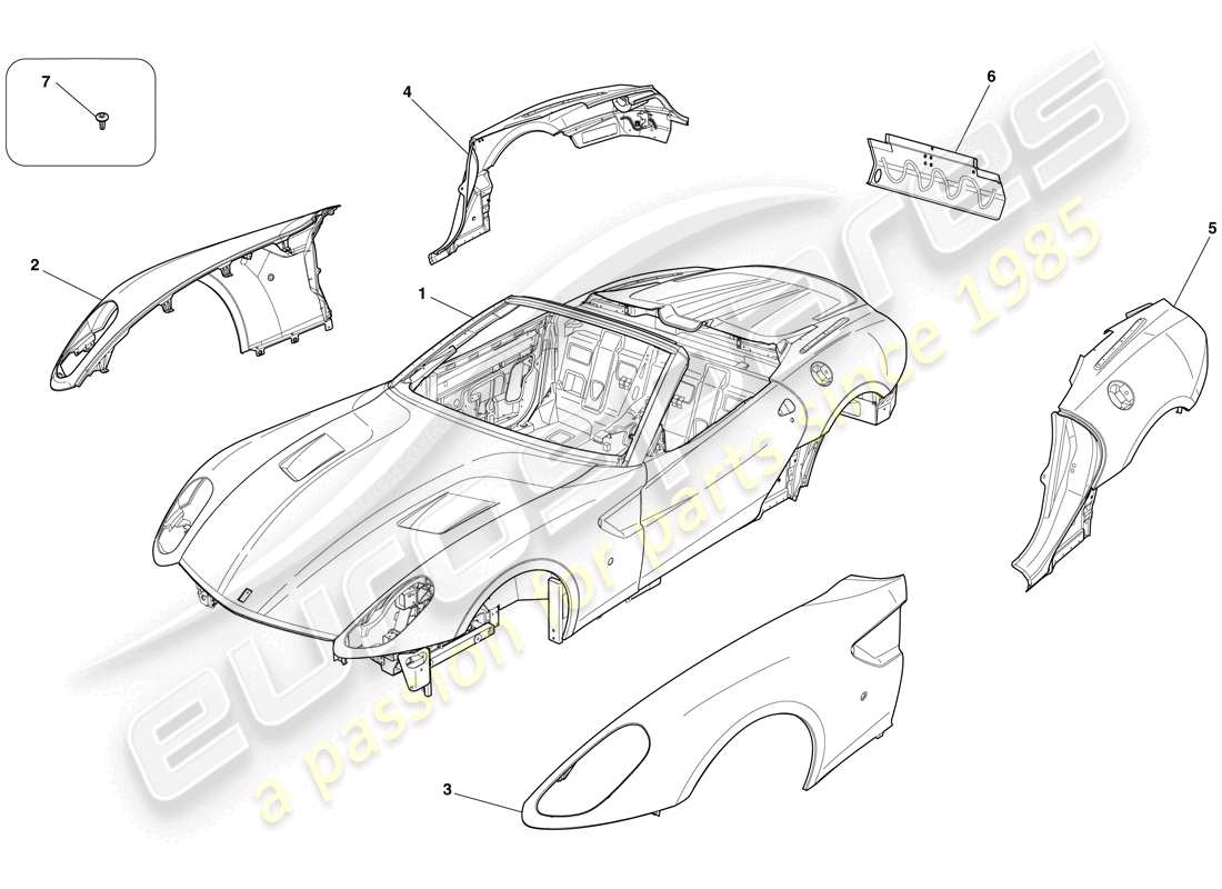 ferrari 599 sa aperta (usa) karosserie – aussenverkleidung teilediagramm