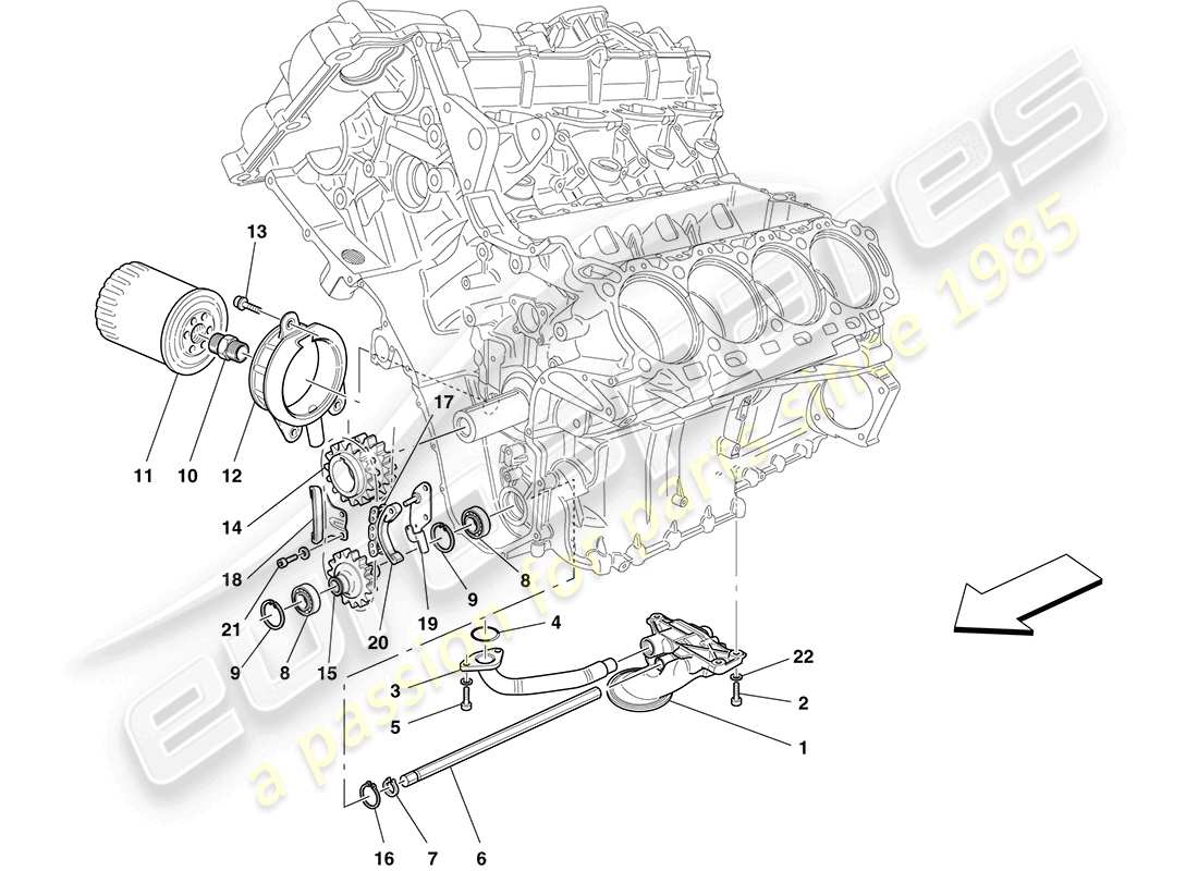 ferrari california (europe) schmierung: pumpe und filter ersatzteildiagramm