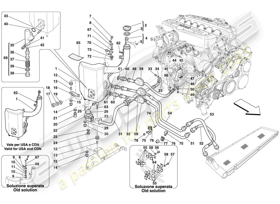 ferrari 599 gtb fiorano (usa) schmiersystem - tank ersatzteildiagramm