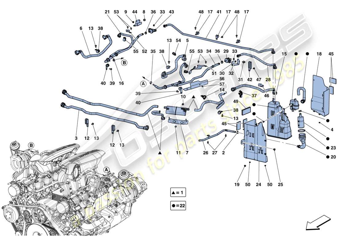 ferrari 488 spider (usa) kontrollsystem für verdampfungsemissionen teilediagramm