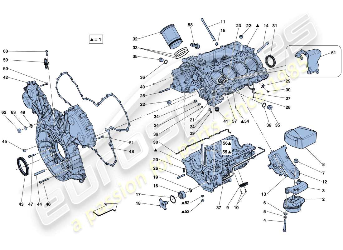 ferrari gtc4 lusso t (rhd) kurbelgehäuse-teilediagramm