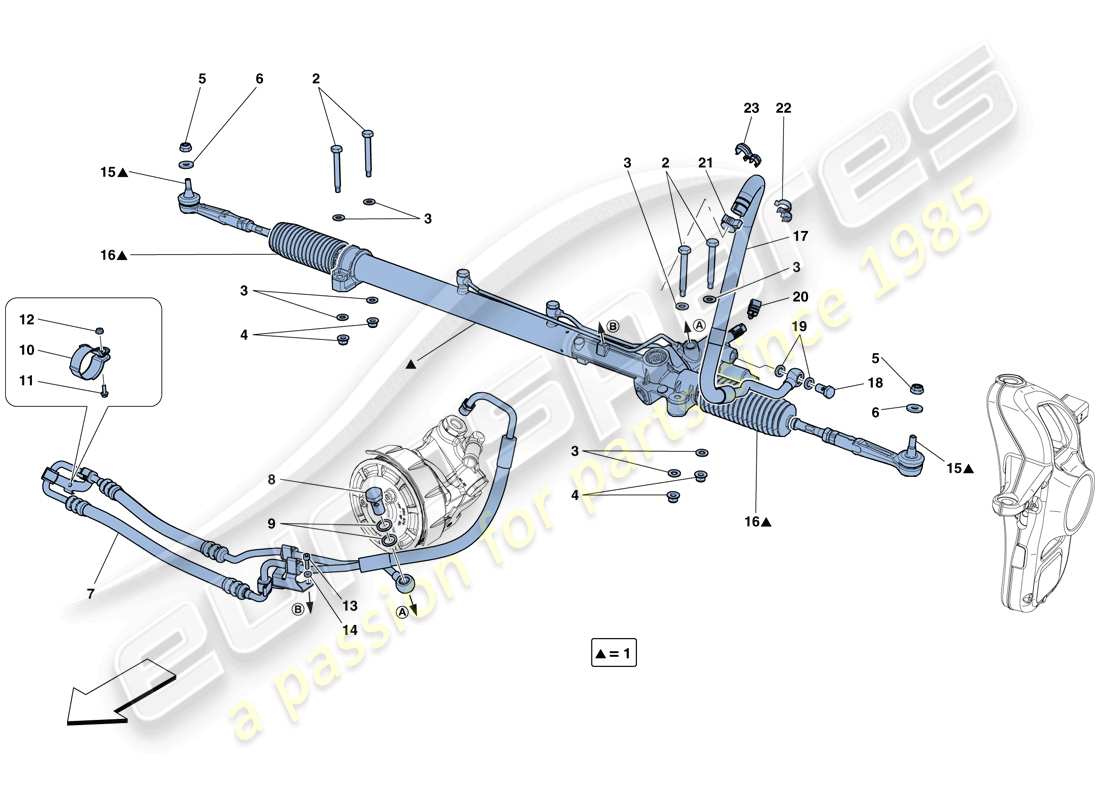 ferrari gtc4 lusso (europe) hydraulisches servolenkgetriebe - teilediagramm