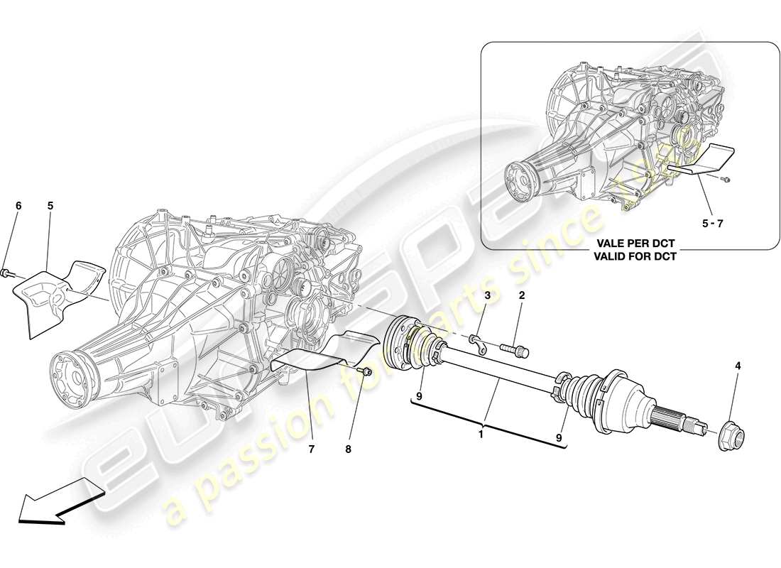 ferrari california (europe) differential- und hinterachswellen teilediagramm