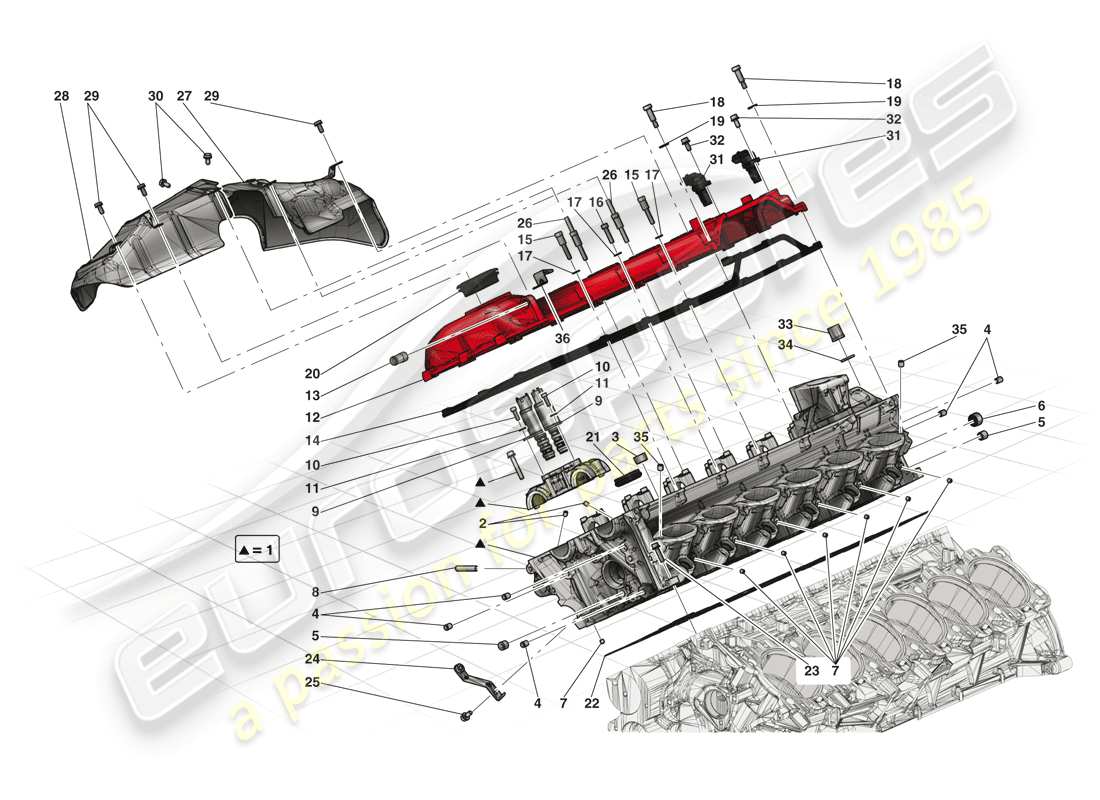 ferrari laferrari (europe) rechter zylinderkopf ersatzteildiagramm