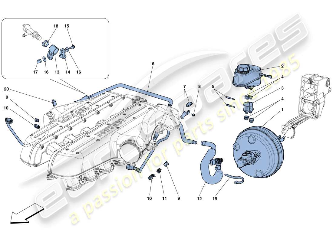 ferrari gtc4 lusso (europe) servo-bremssystem - teilediagramm