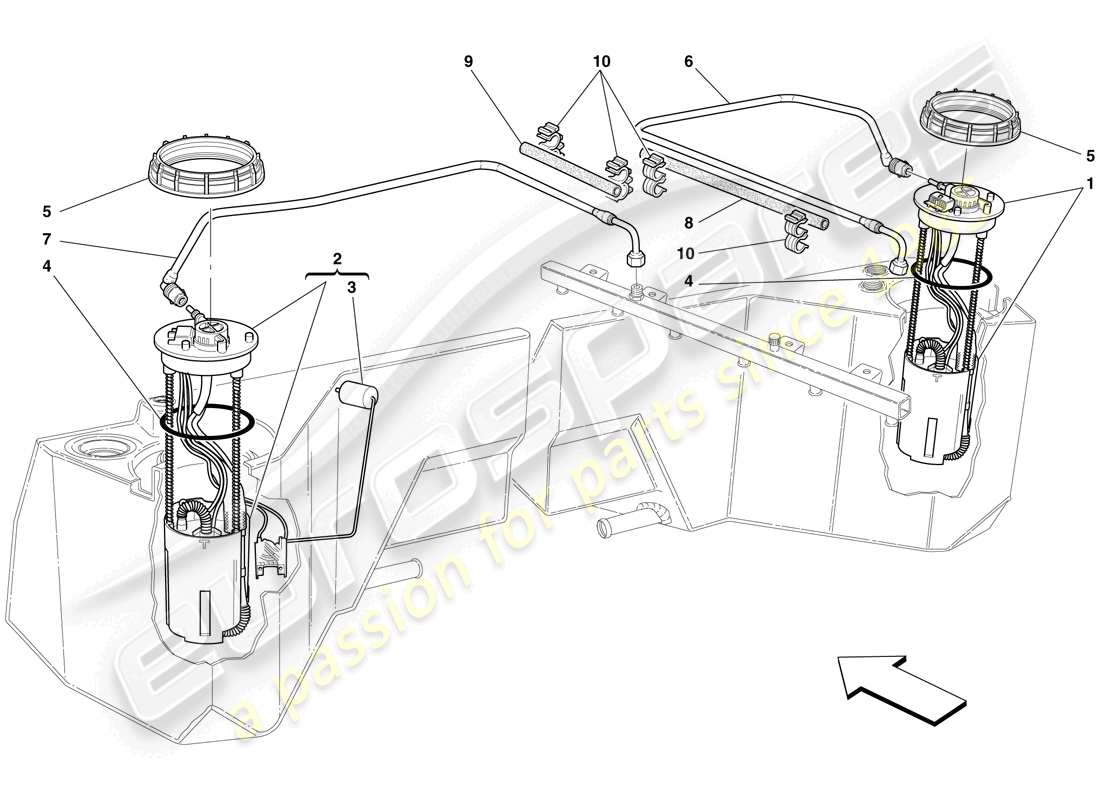 maserati mc12 kraftstoffpumpen und -leitungen teilediagramm