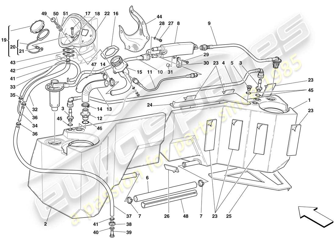 maserati mc12 kraftstofftanks und union teilediagramm