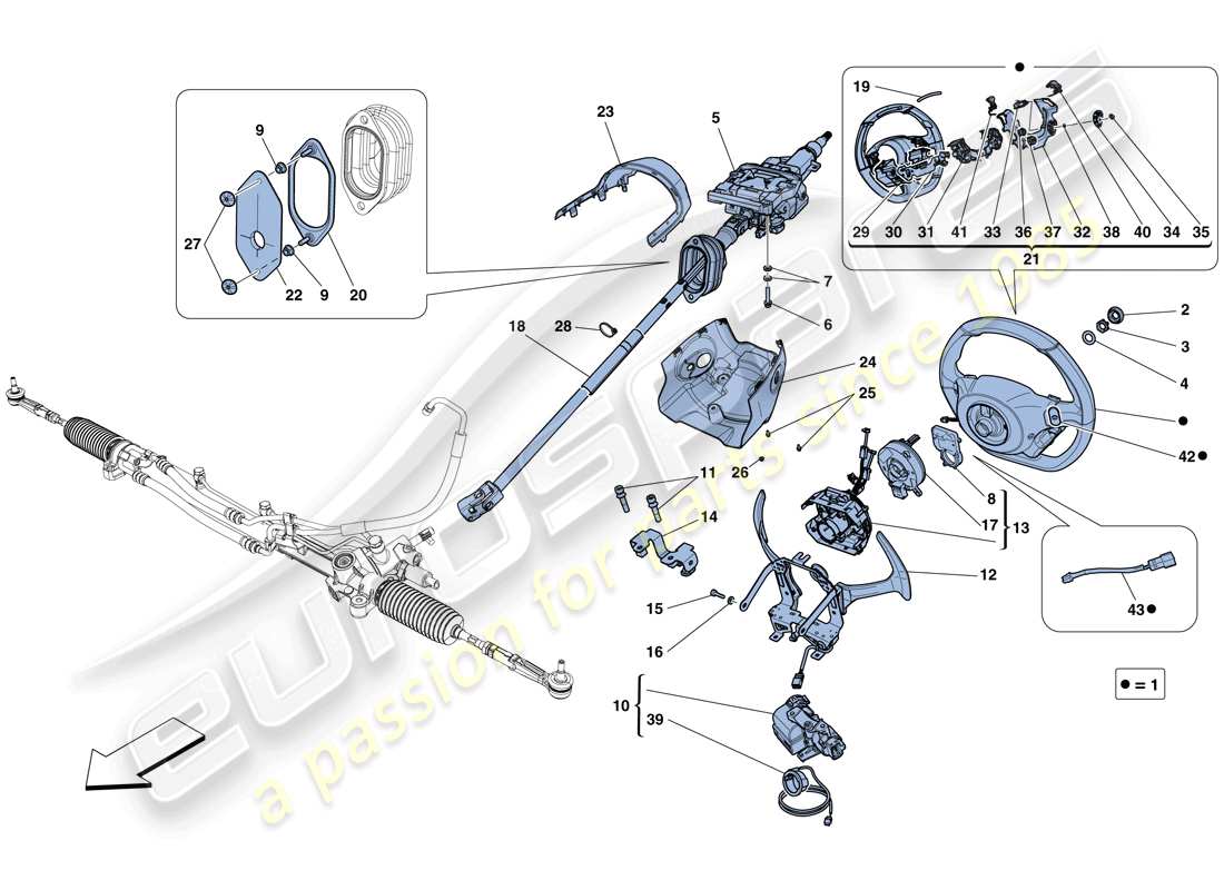 ferrari f12 berlinetta (rhd) lenksteuerung teilediagramm