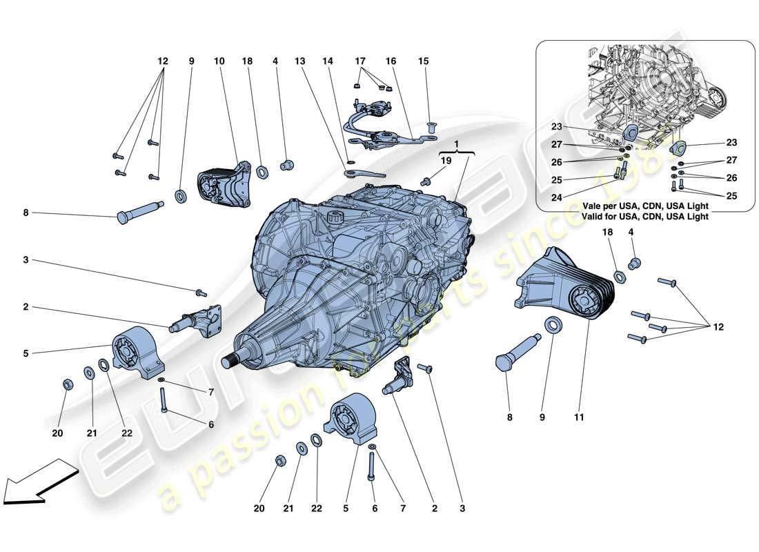 ferrari gtc4 lusso t (usa) getriebegehäuse ersatzteildiagramm