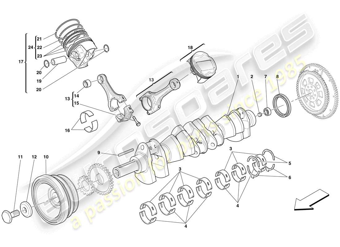 maserati mc12 kurbelwelle – pleuel und kolben teilediagramm