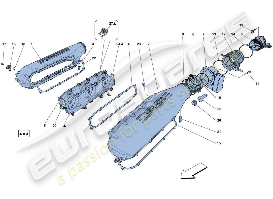 ferrari 458 italia (rhd) ansaugkrümmerabdeckung teilediagramm