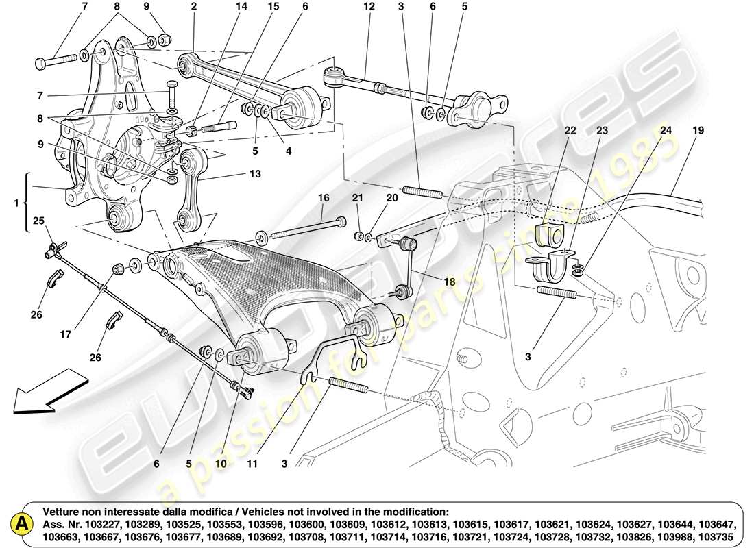 ferrari california (europe) hinterradaufhängung teilediagramm
