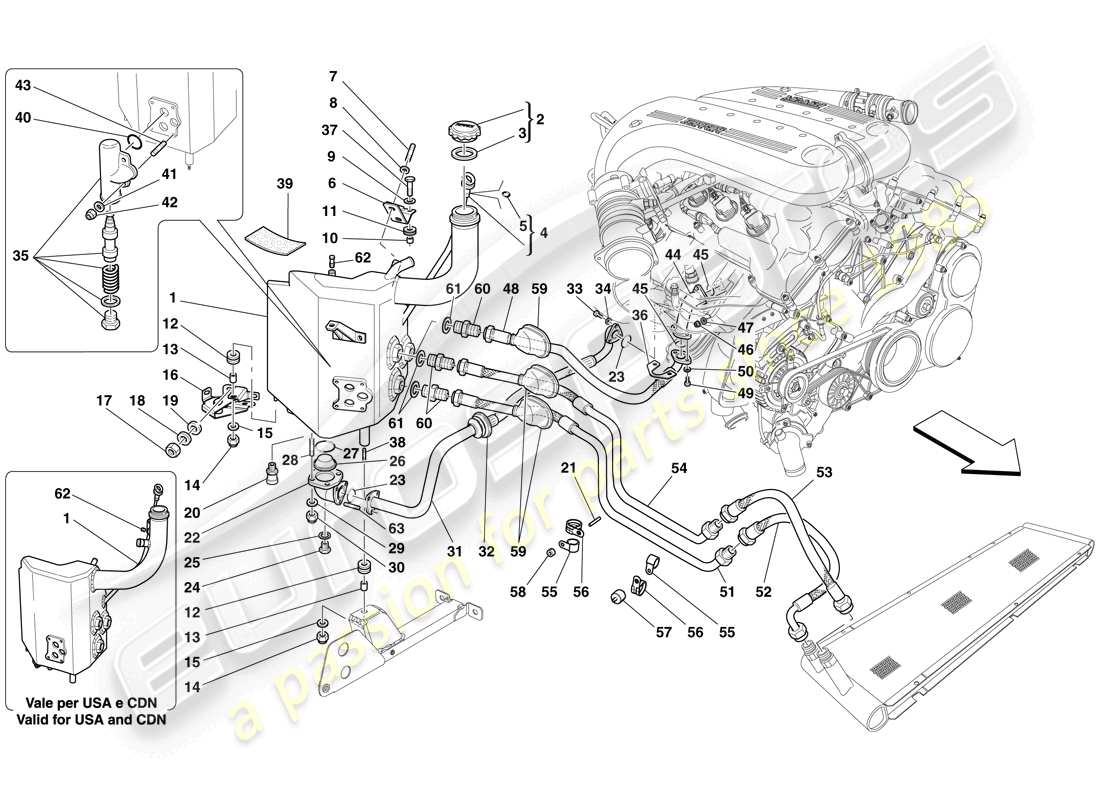 ferrari 599 gto (rhd) schmiersystem – tank teilediagramm