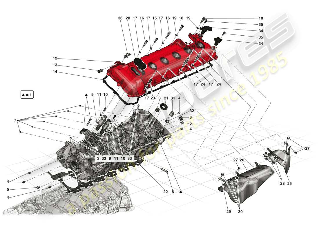 ferrari laferrari (europe) linker zylinderkopf teilediagramm