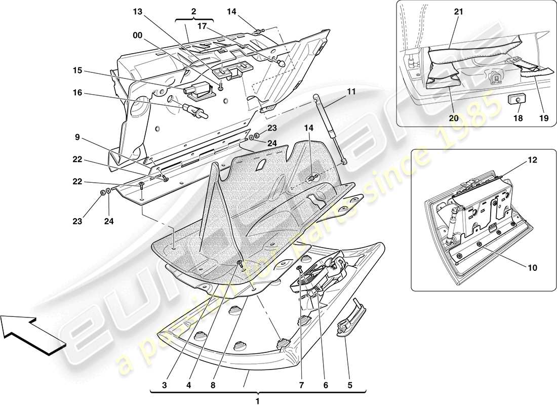 ferrari california (europe) handschuhfach teilediagramm