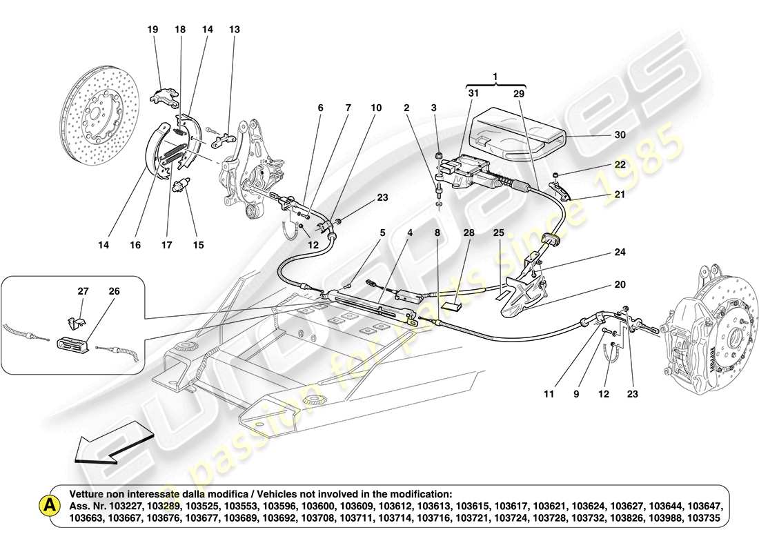 ferrari california (europe) parkbremse ersatzteildiagramm