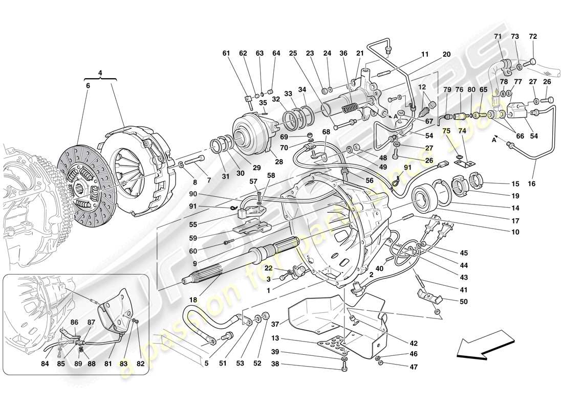 ferrari 612 sessanta (europe) kupplung und steuerung teilediagramm