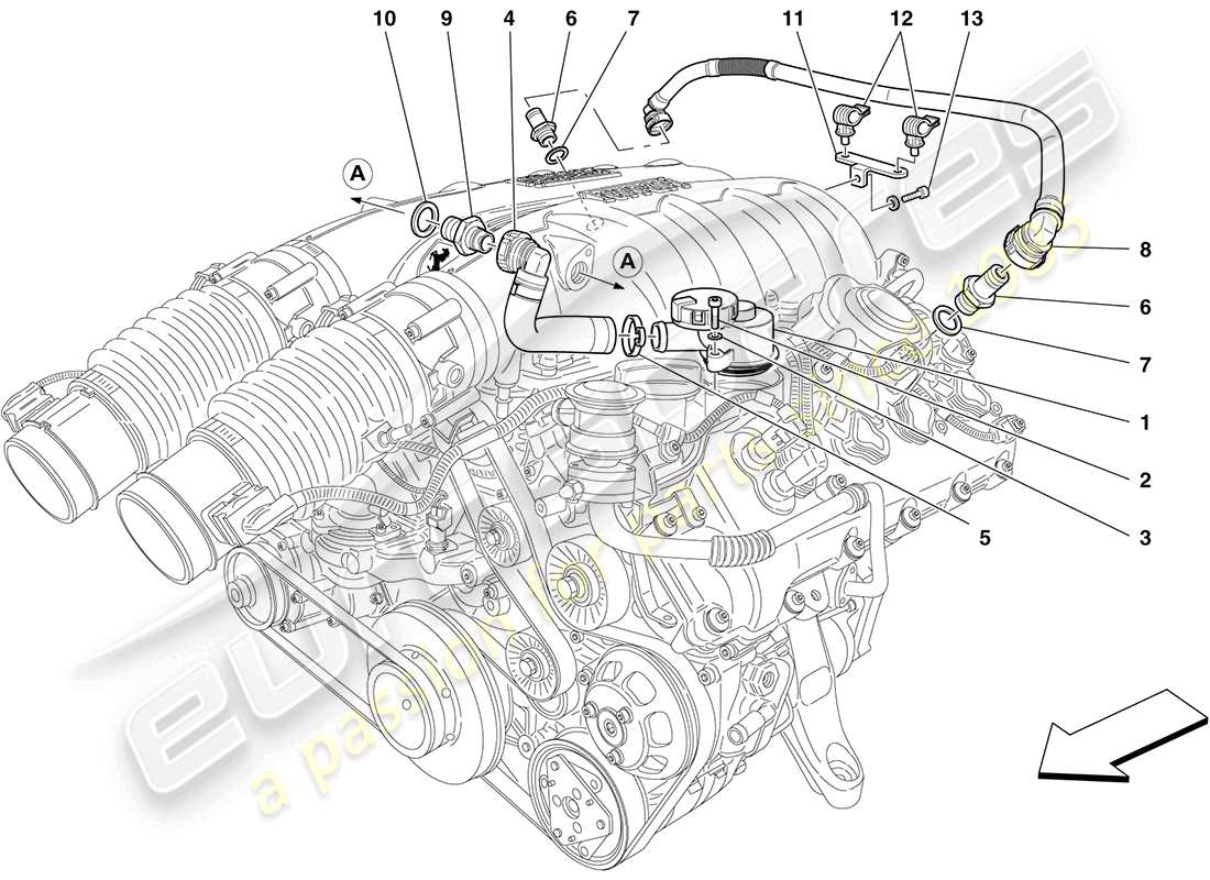 ferrari california (europe) dampfölrückgewinnungssystem teilediagramm