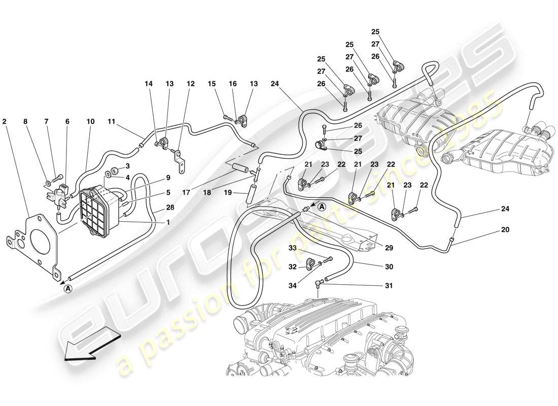 ferrari 612 sessanta (europe) bypass-ventil-steuersystem teilediagramm