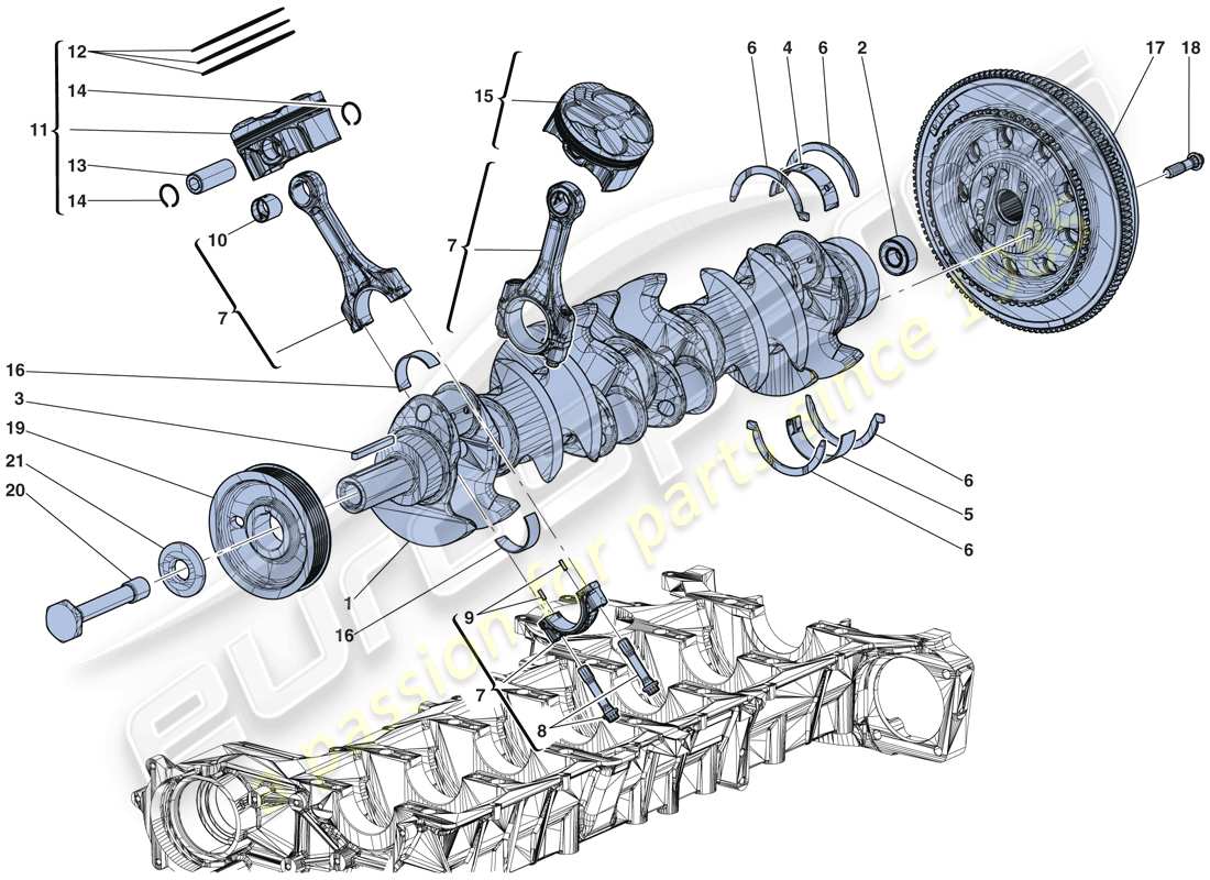 ferrari laferrari aperta (europe) kurbelwelle - pleuelstangen und kolben - teilediagramm