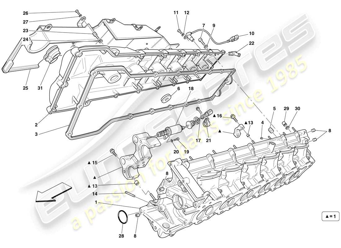 ferrari 599 sa aperta (usa) rechter zylinderkopf teilediagramm