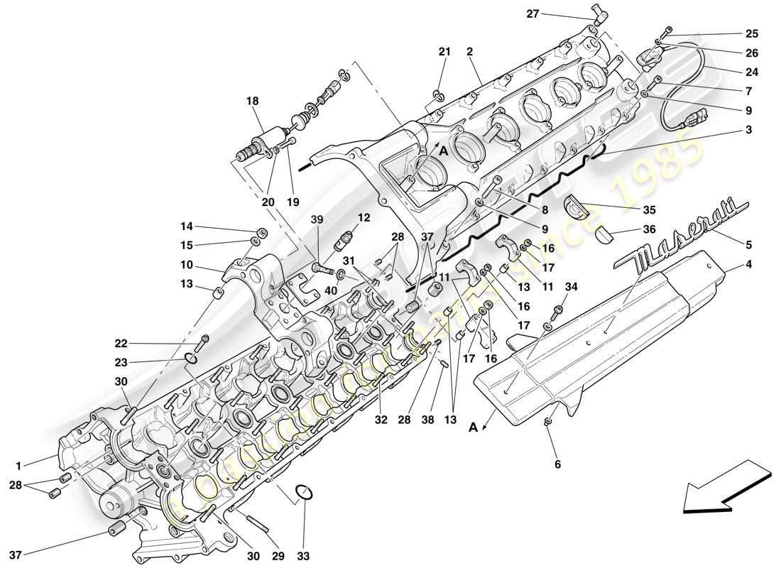 maserati mc12 linker zylinderkopf teilediagramm