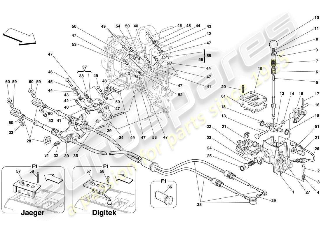 ferrari f430 spider (usa) externe getriebesteuerung ersatzteildiagramm