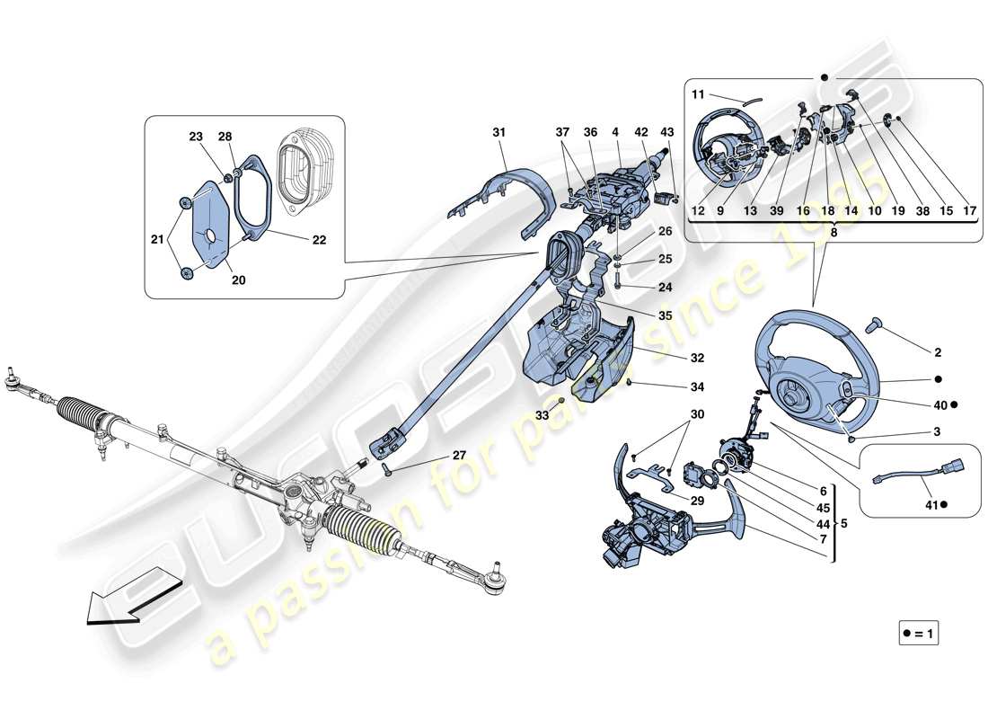 ferrari california t (europe) lenksteuerung teilediagramm