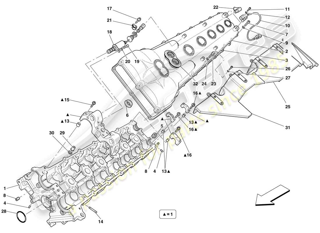 ferrari 599 sa aperta (usa) linker zylinderkopf teilediagramm