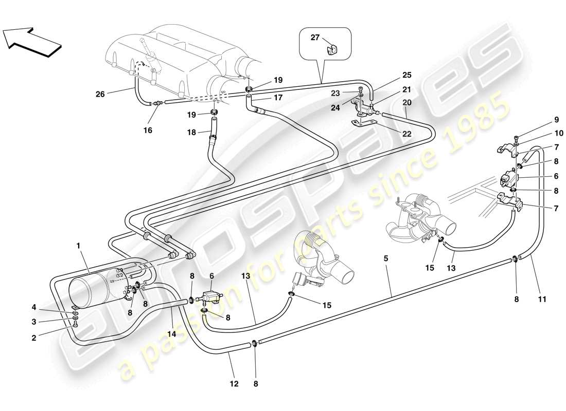 ferrari f430 scuderia spider 16m (usa) pneumatisches antriebssystem - teilediagramm