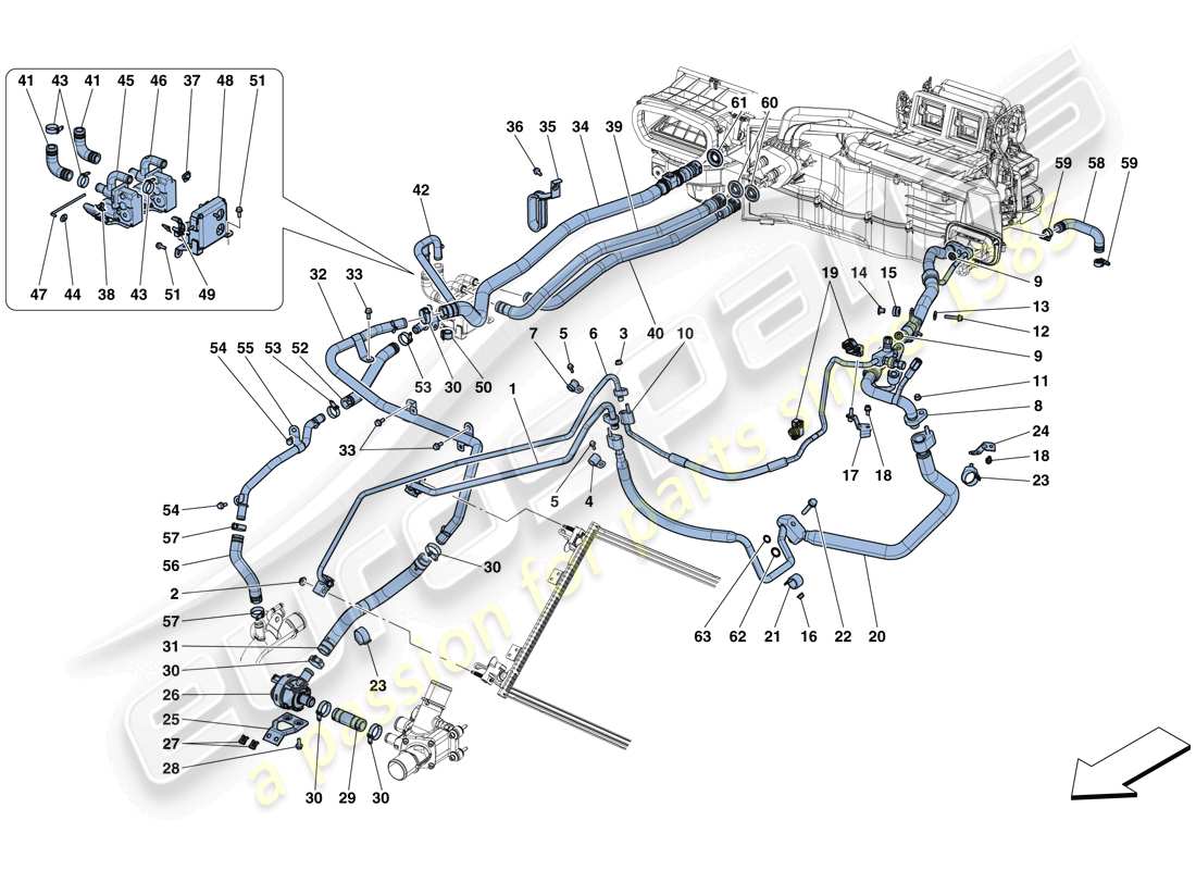 ferrari 812 superfast (usa) klimaanlage - wasser und freon teilediagramm