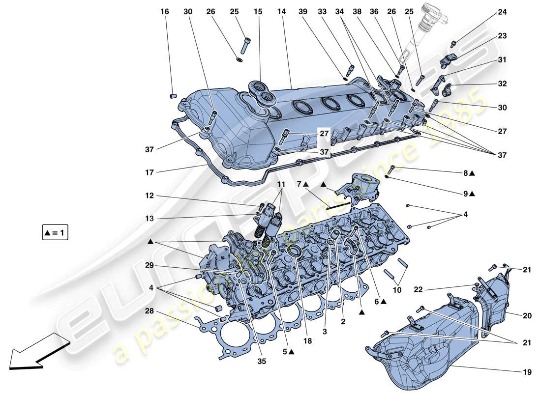 ferrari 812 superfast (usa) linker zylinderkopf teilediagramm