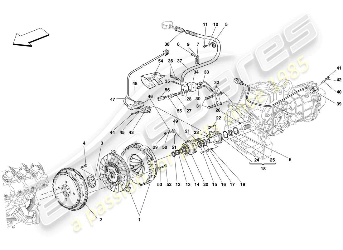 ferrari f430 spider (usa) kupplung und bedienelemente teilediagramm