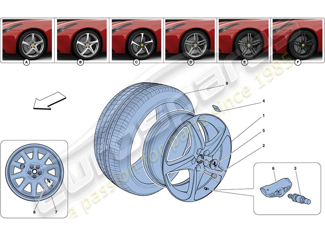 ferrari ff (rhd) räder ersatzteildiagramm