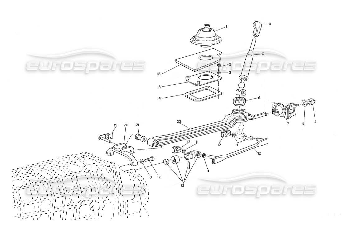 maserati ghibli 2.8 (non abs) teilediagramm für getriebe-außensteuerung