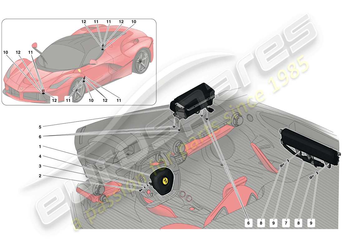 ferrari laferrari (europe) airbags teilediagramm