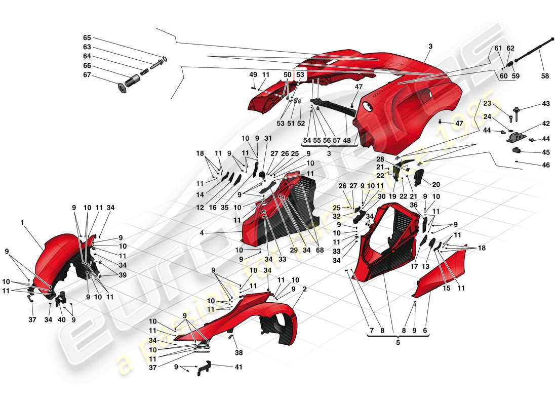 ferrari laferrari (europe) außenverkleidung - teilediagramm