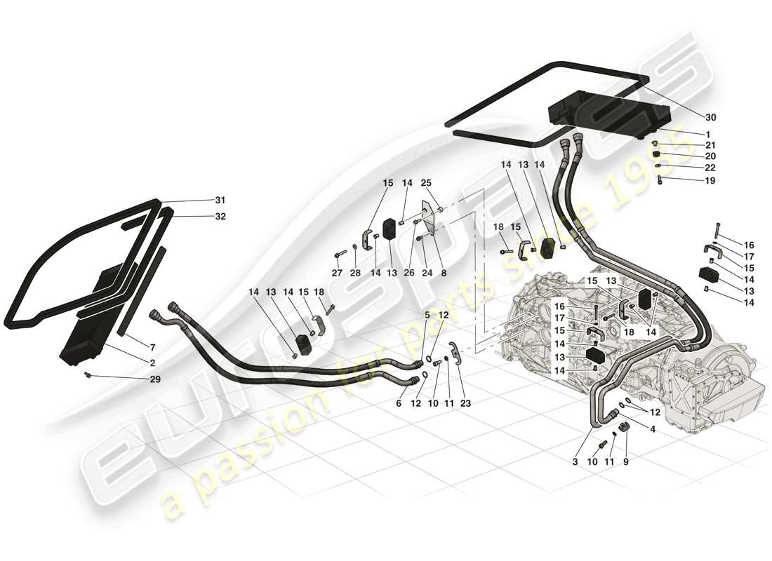 ferrari laferrari (europe) getriebeöl-kühlsystem - teilediagramm