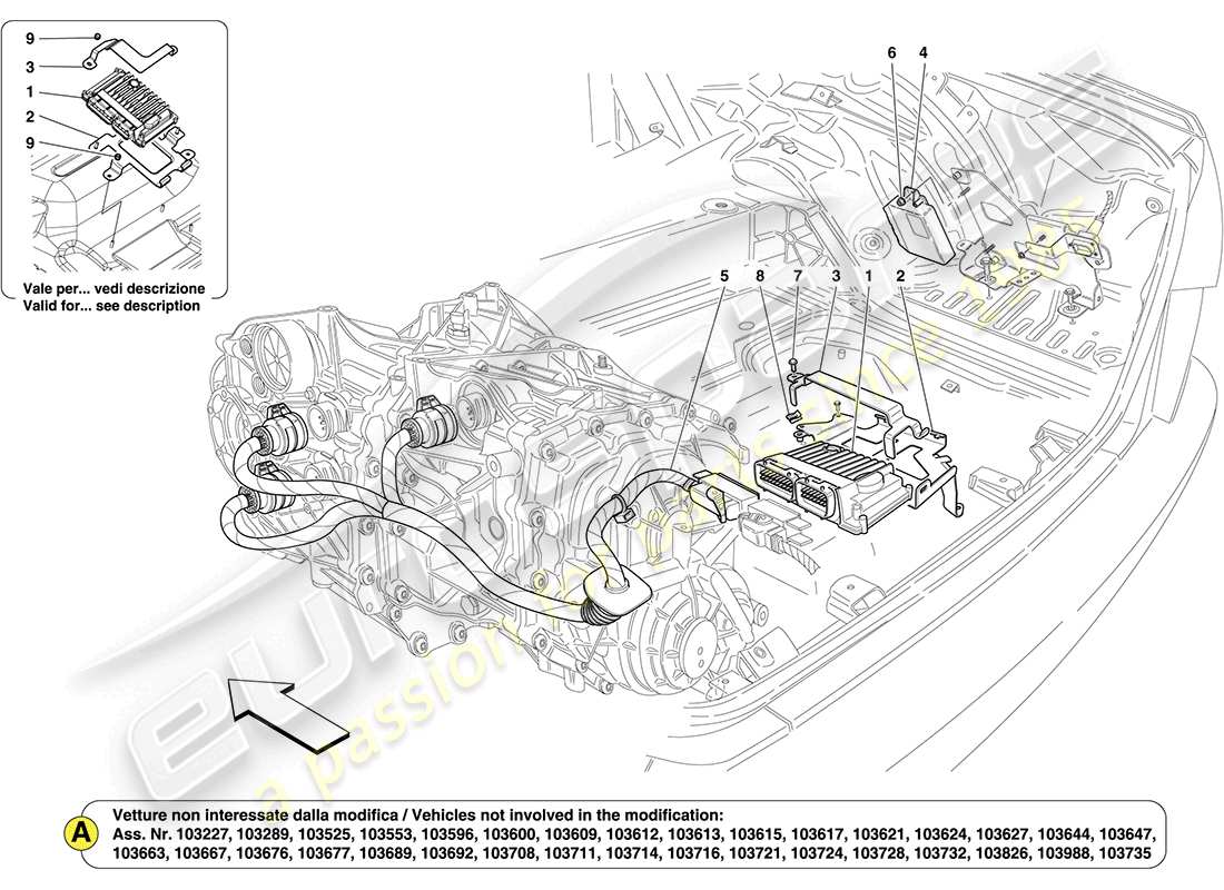 ferrari california (europe) steuergeräte für gepäckraum teilediagramm