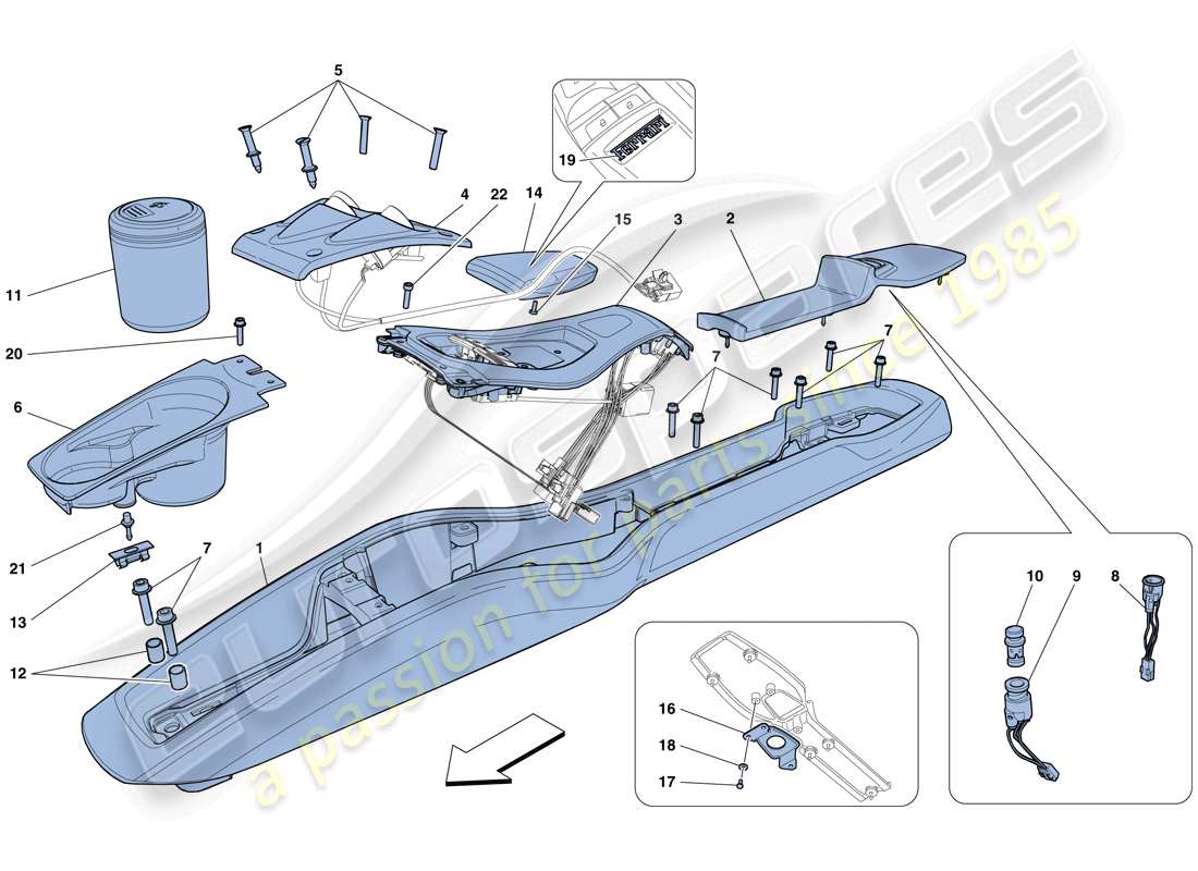 ferrari 458 italia (rhd) tunnel - unterkonstruktion und zubehör teilediagramm