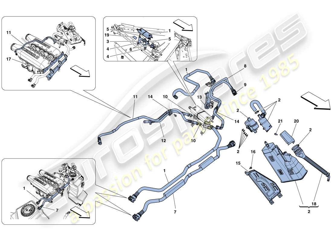 ferrari 458 spider (europe) teilediagramm für das verdunstungsemissions-kontrollsystem