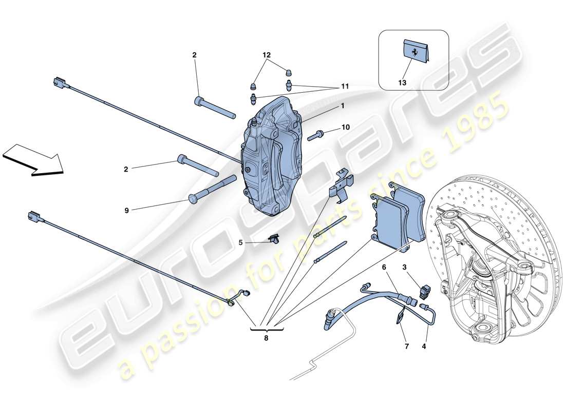 ferrari 458 spider (europe) vordere bremssättel ersatzteildiagramm