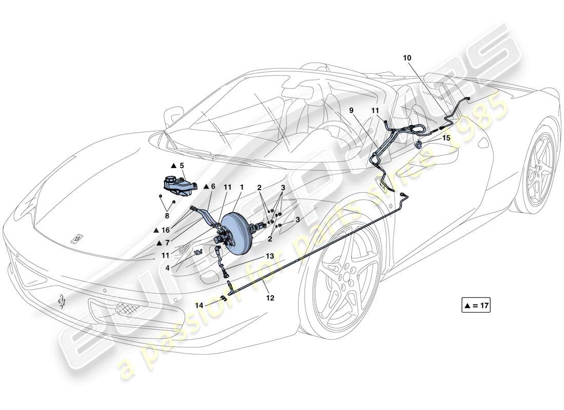 ferrari 458 spider (europe) servolenkungssystem teilediagramm