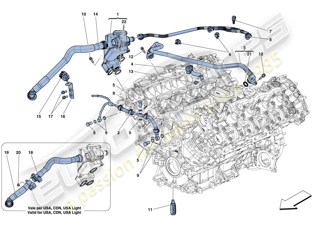 ferrari california t (rhd) entlüftung teilediagramm