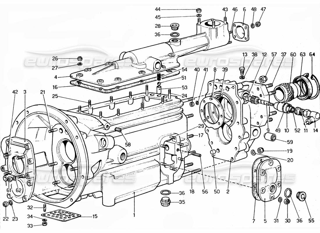 ferrari 365 gtc4 (mechanical) getriebegehäuse - revision teilediagramm