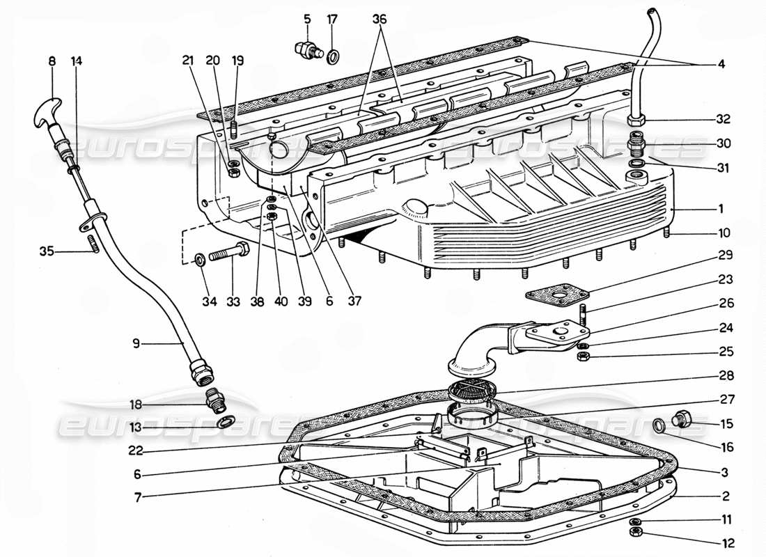 ferrari 365 gtc4 (mechanical) ölwanne - ölaufnahme - revisionsteildiagramm