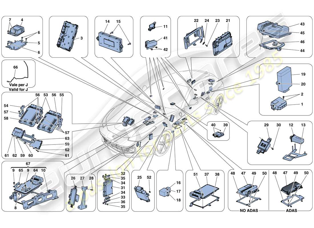 ferrari gtc4 lusso (rhd) teilediagramm für fahrzeug-ecus